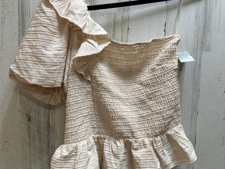 Beige Top Short Sleeve Clothes Mentor, Size L For Cheap